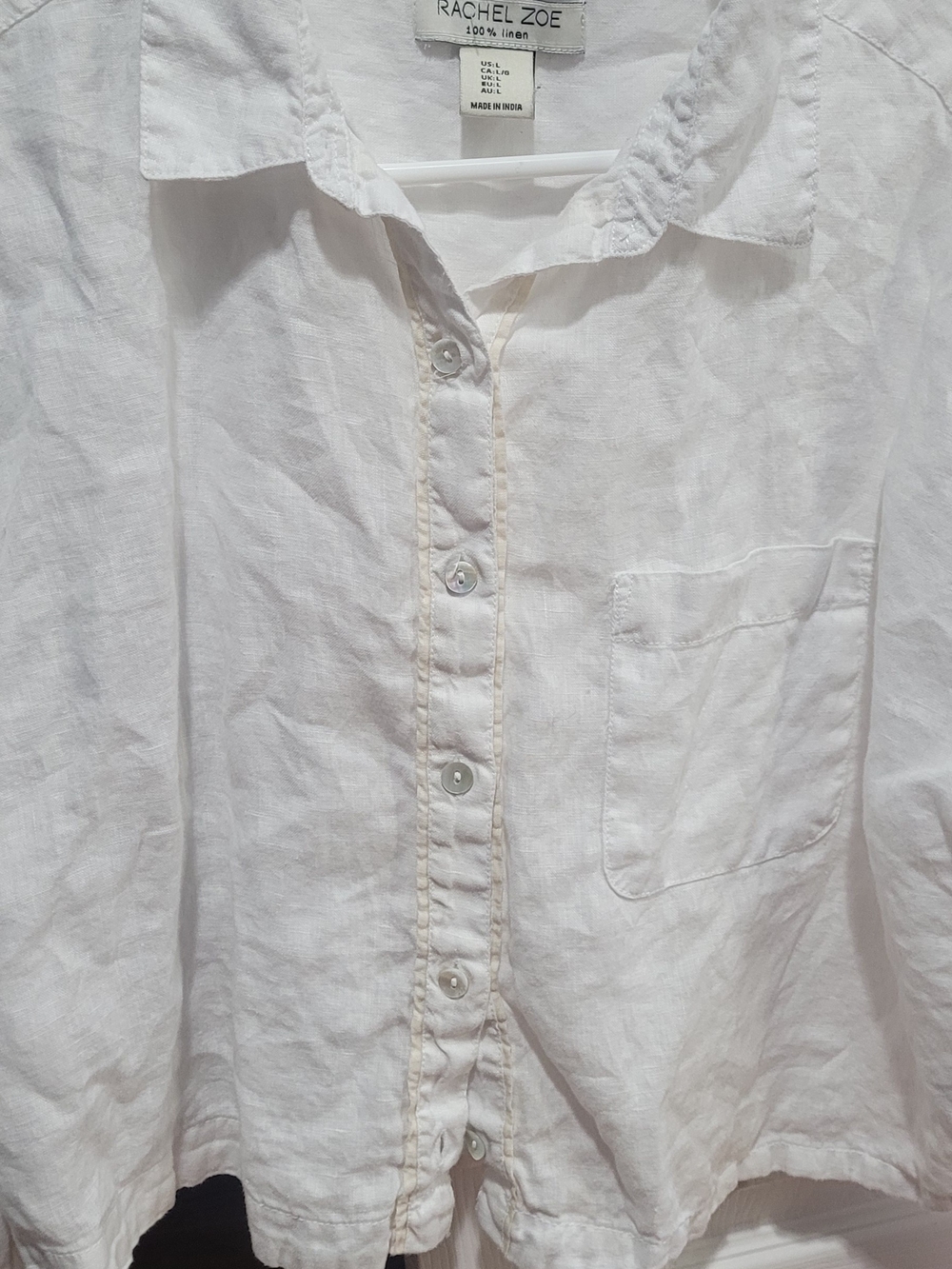 Rachel Zoe White Linen Casual Button-Down Shirt